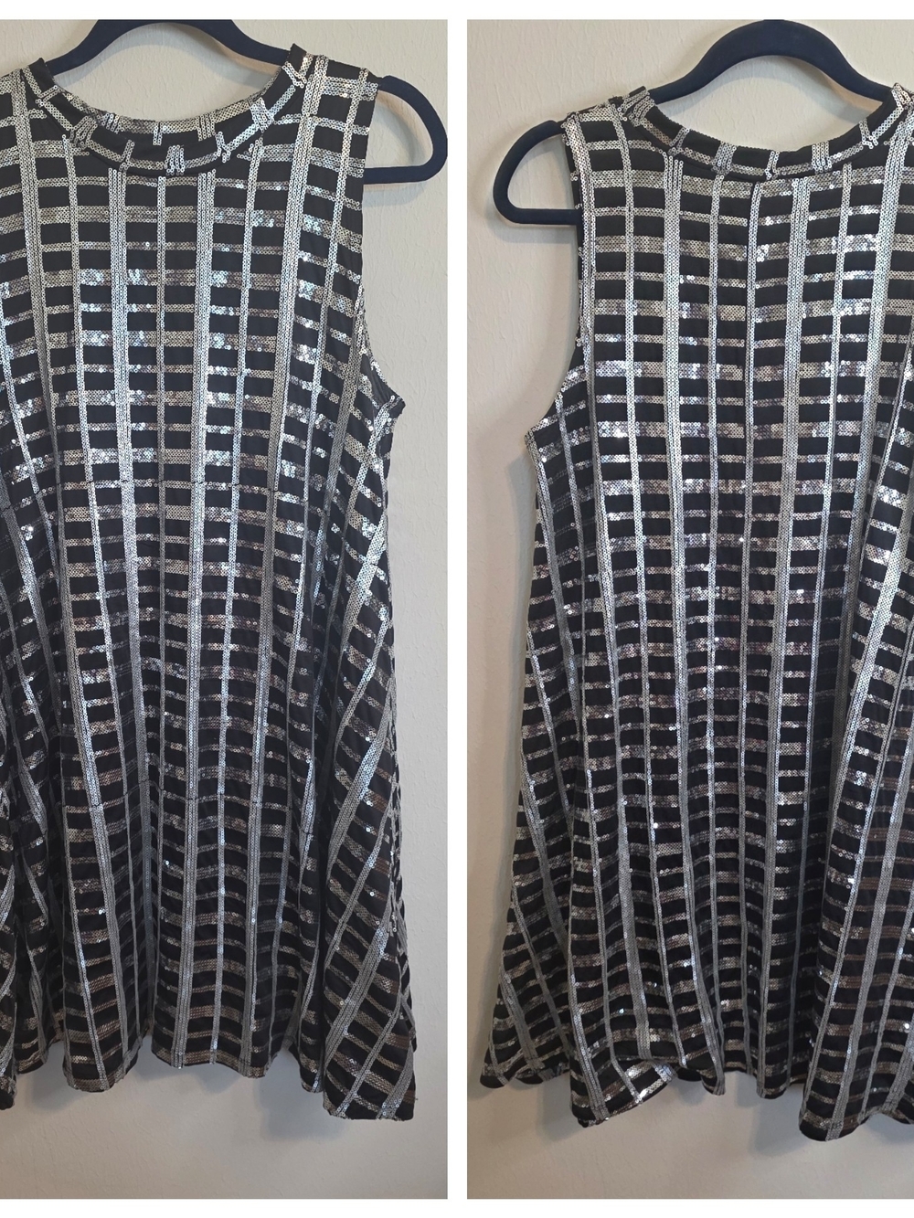 HeartSoul Black Dress with Silver and Gold Sequin Stripe Detail